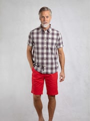 Weird Fish Cream Angeles Vintage Wash Short Sleeve 100% Cotton Check Shirt - Image 2 of 9