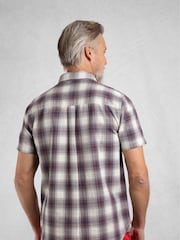 Weird Fish Cream Angeles Vintage Wash Short Sleeve 100% Cotton Check Shirt - Image 3 of 9