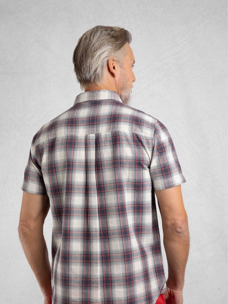 Weird Fish Cream Angeles Vintage Wash Short Sleeve 100% Cotton Check Shirt - Image 3 of 9