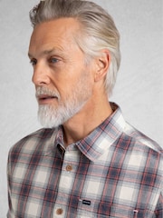 Weird Fish Cream Angeles Vintage Wash Short Sleeve 100% Cotton Check Shirt - Image 4 of 9