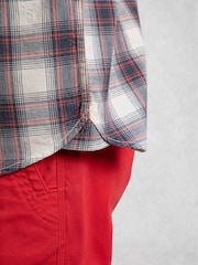 Weird Fish Cream Angeles Vintage Wash Short Sleeve 100% Cotton Check Shirt - Image 5 of 9
