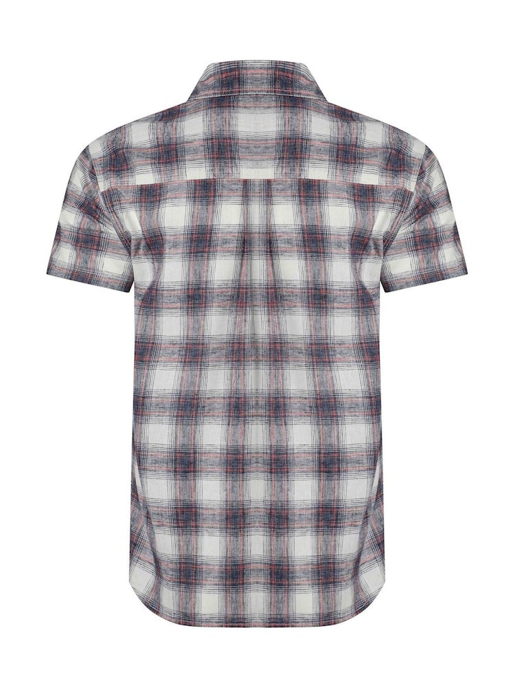 Weird Fish Cream Angeles Vintage Wash Short Sleeve 100% Cotton Check Shirt - Image 9 of 9