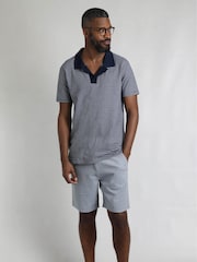 Weird Fish Blue Virgil Striped 100% Cotton Polo Shirt - Image 3 of 7