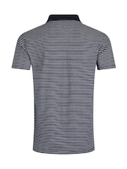 Weird Fish Blue Virgil Striped 100% Cotton Polo Shirt - Image 7 of 7