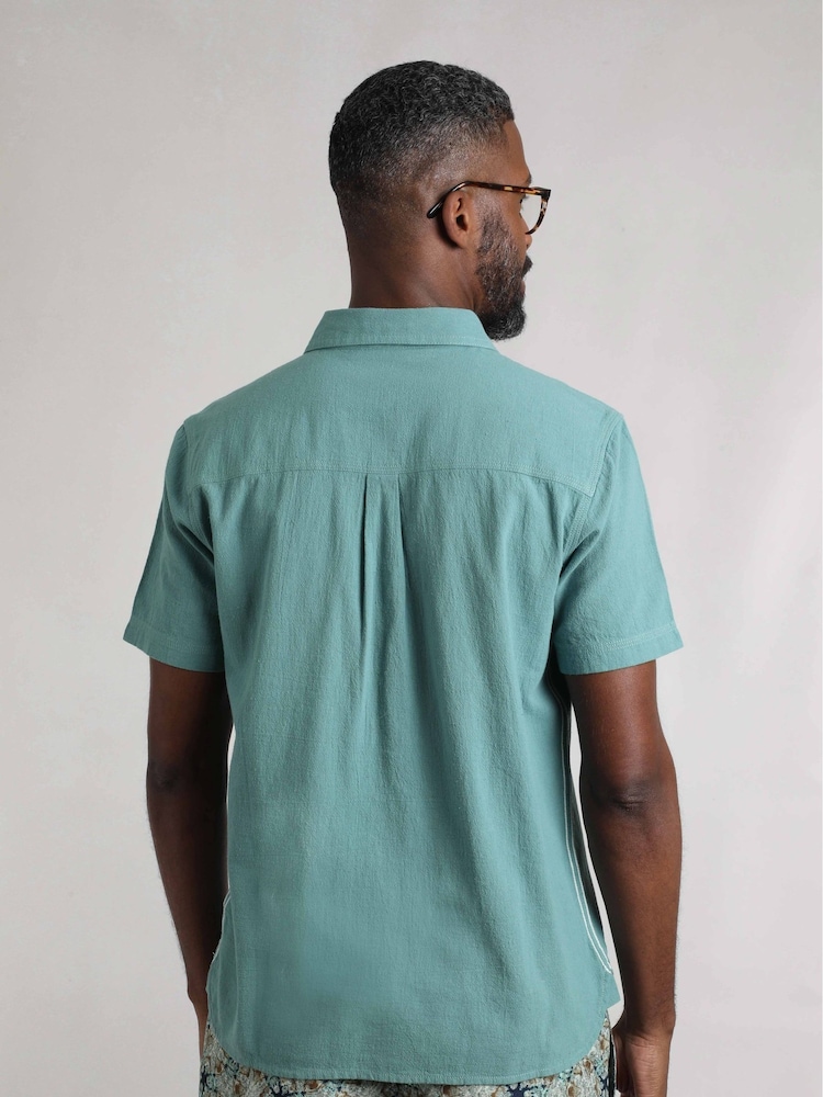 Weird Fish Blue Hinton Crepe Shirt - Image 2 of 7 Weird Fish Blue Hinton Crepe Shirt - Image 2 of 7
