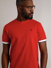 Weird Fish Red Danville Pique 100% Cotton T-Shirt - Image 1 of 7