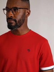 Weird Fish Red Danville Pique 100% Cotton T-Shirt - Image 4 of 7
