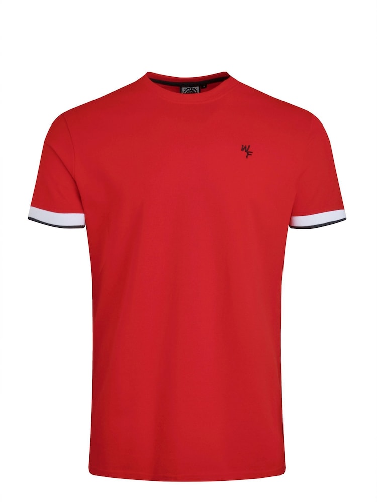 Weird Fish Red Danville Pique 100% Cotton T-Shirt - Image 6 of 7