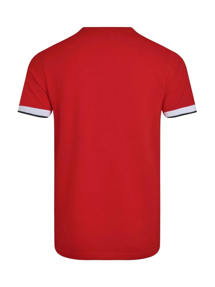 Weird Fish Red Danville Pique 100% Cotton T-Shirt - Image 7 of 7