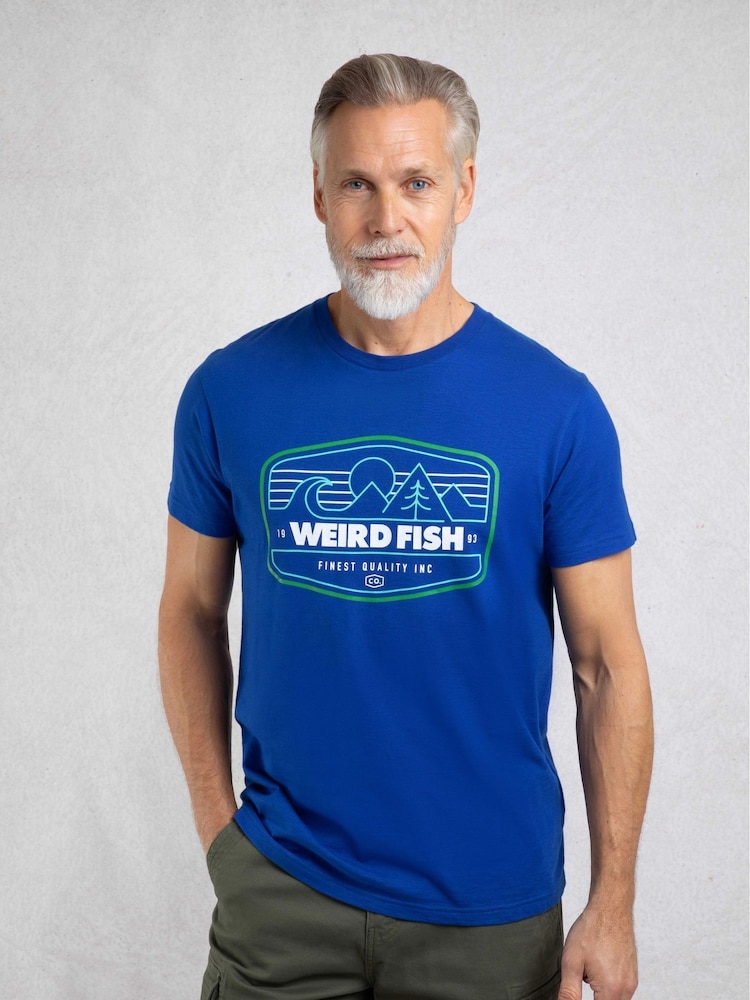 Weird Fish Blue Pacific Front Print Graphic T-Shirt - Image 1 of 6