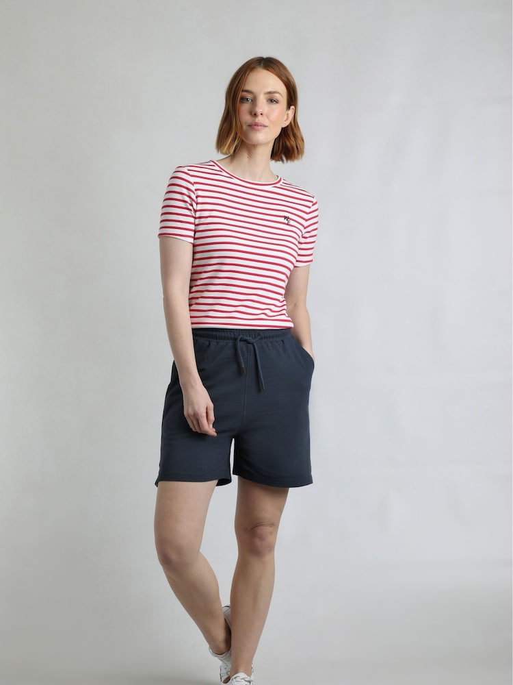 Weird Fish Blue Ebony Pique 100% Cotton Shorts - Image 1 of 6