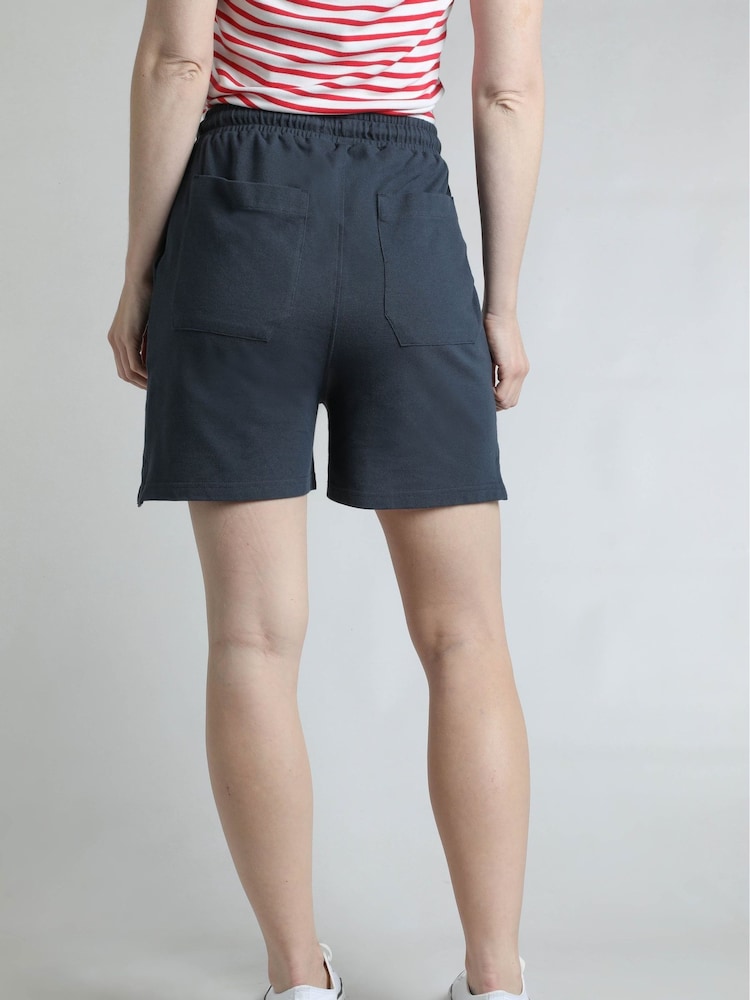 Weird Fish Blue Ebony Pique 100% Cotton Shorts - Image 2 of 6