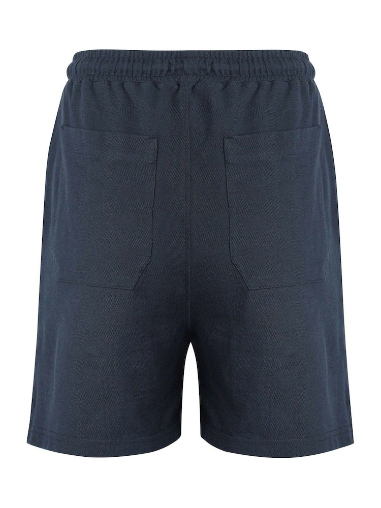 Weird Fish Blue Ebony Pique 100% Cotton Shorts - Image 6 of 6