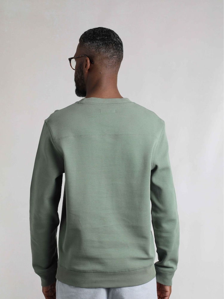 Weird Fish Green Carlise Crew Neck 100% Cotton Sweatshirt - Image 2 of 7