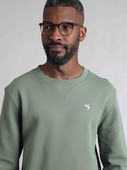 Weird Fish Green Carlise Crew Neck 100% Cotton Sweatshirt - Image 4 of 7