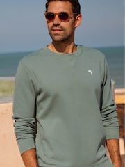Weird Fish Green Carlise Crew Neck 100% Cotton Sweatshirt - Image 5 of 7