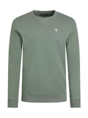Weird Fish Green Carlise Crew Neck 100% Cotton Sweatshirt - Image 6 of 7