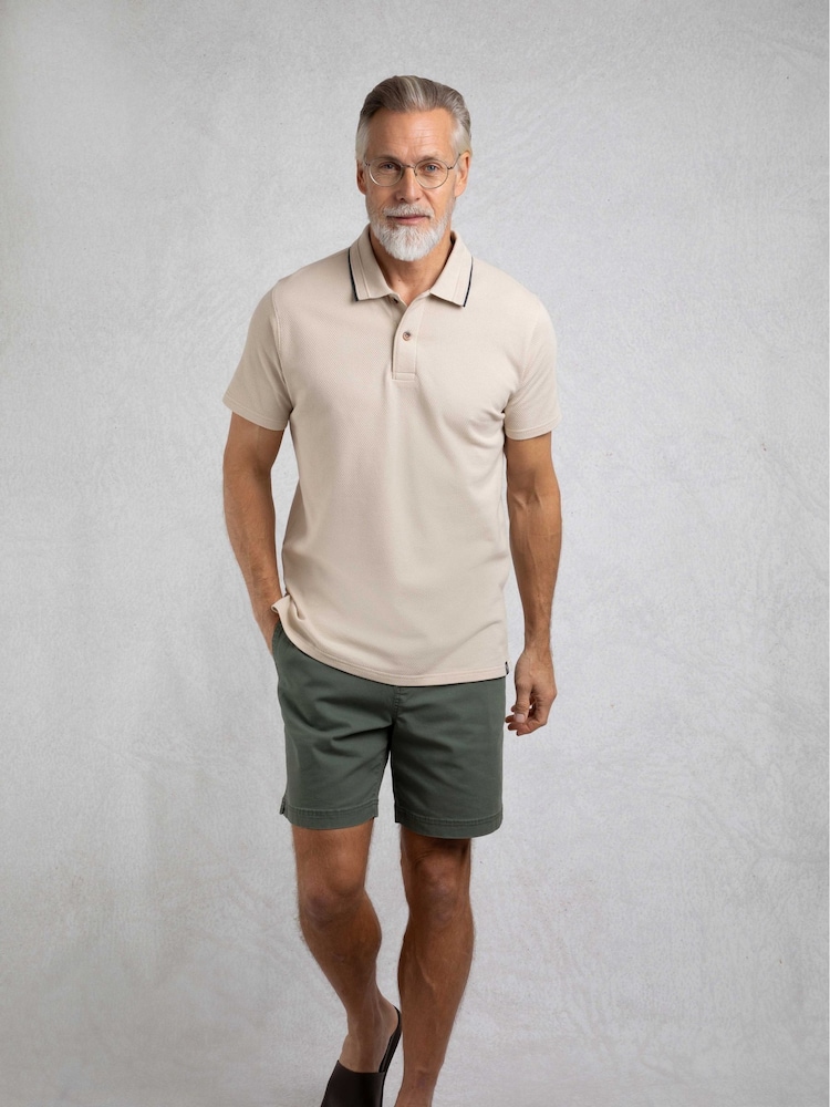 Weird Fish Cream Powell Textured 100% Cotton Polo Shirt - Image 1 of 7