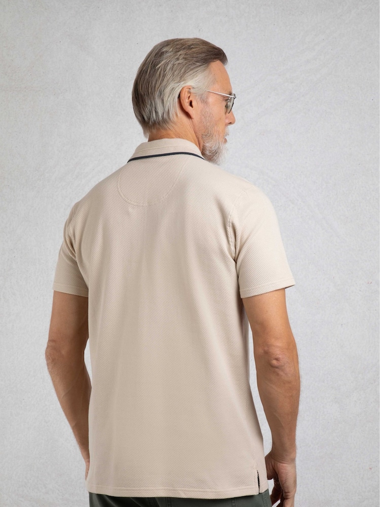 Weird Fish Cream Powell Textured 100% Cotton Polo Shirt - Image 2 of 7