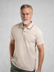 Weird Fish Cream Powell Textured 100% Cotton Polo Shirt - Image 3 of 7