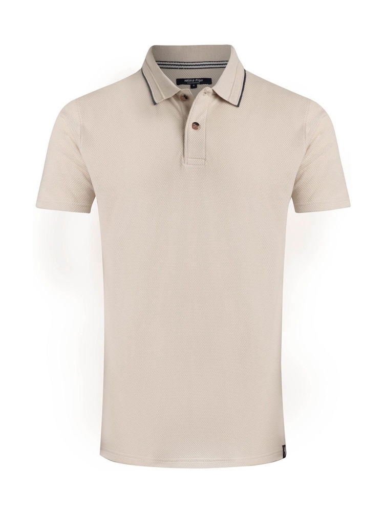 Weird Fish Cream Powell Textured 100% Cotton Polo Shirt - Image 6 of 7