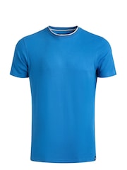 Weird Fish Blue Harris Textured Crew Neck 100% Organic Cotton T-Shirt - Image 6 of 7