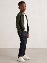 Reiss Forest Green Gideon Wool V-Stitch Button Through Cardigan - Image 3 of 4