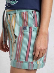 Weird Fish Blue Wilder Striped Summer 100% Cotton Shorts - Image 4 of 7
