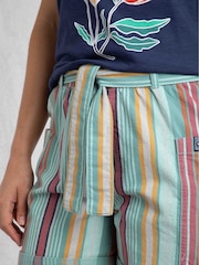 Weird Fish Blue Wilder Striped Summer 100% Cotton Shorts - Image 5 of 7