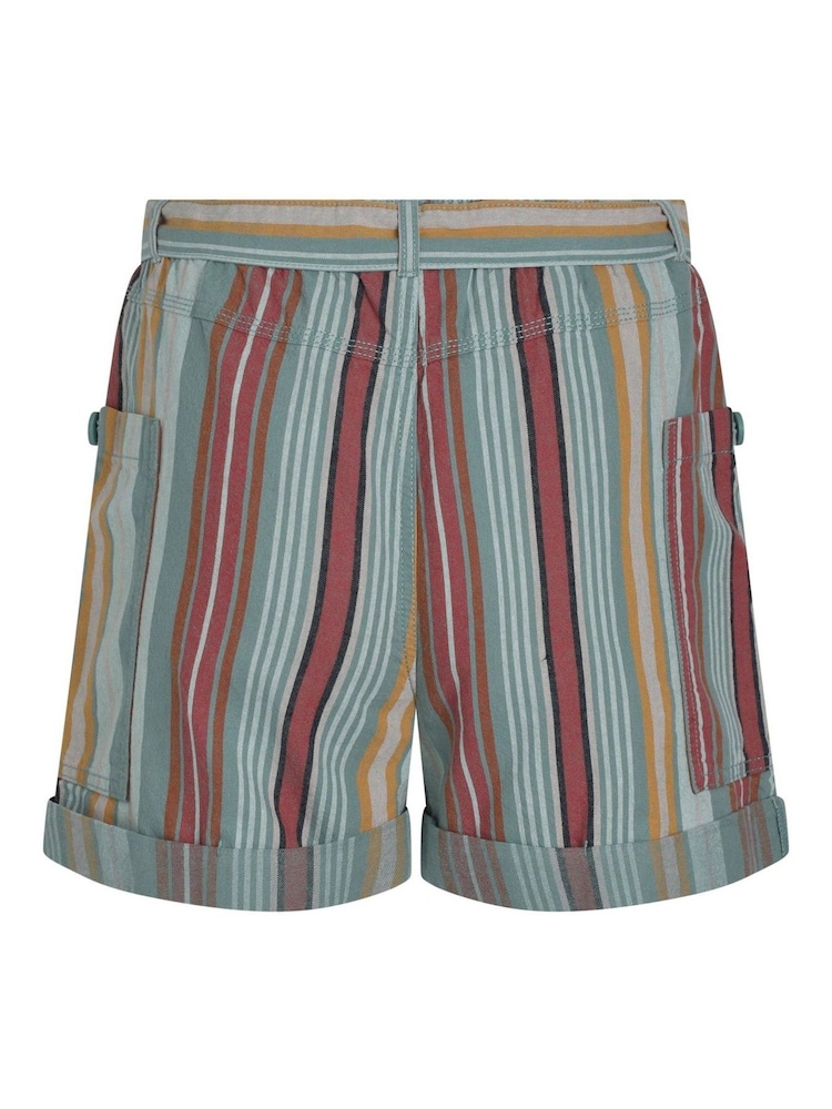 Weird Fish Blue Wilder Striped Summer 100% Cotton Shorts - Image 7 of 7