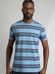Azul - Weird Fish Xavier Crepe Stripe T-Shirt - Imagen 1 de 7