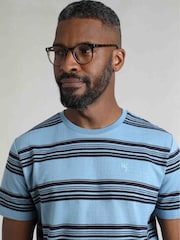 Azul - Weird Fish Xavier Crepe Stripe T-Shirt - Imagen 4 de 7