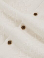 Reiss Off White Gideon Wool V-Stitch Button Through Cardigan - Image 4 of 4