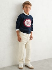 Reiss Navy Blaine 3-9 yrs Cotton Motor Cars Logo Jumper - Image 1 of 4