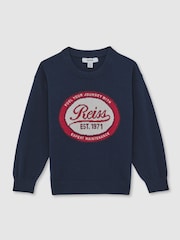 Reiss Navy Blaine 3-9 yrs Cotton Motor Cars Logo Jumper - Image 2 of 4