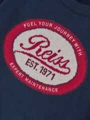 Reiss Navy Blaine 3-9 yrs Cotton Motor Cars Logo Jumper - Image 4 of 4