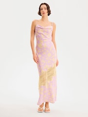Omnes Purple Amber Floral Strappy Lace Dress - Image 1 of 6