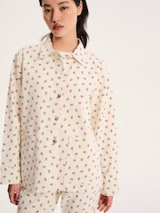 Белый - Omnes Magnus 100% Cotton Floral Print Patch Pockets Jacket - Image 3 of 5