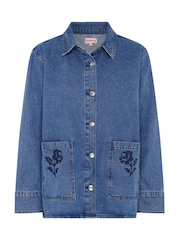 Omnes Blue Magnus 100% Cotton Floral Print Patch Pockets Jacket - Image 1 of 1