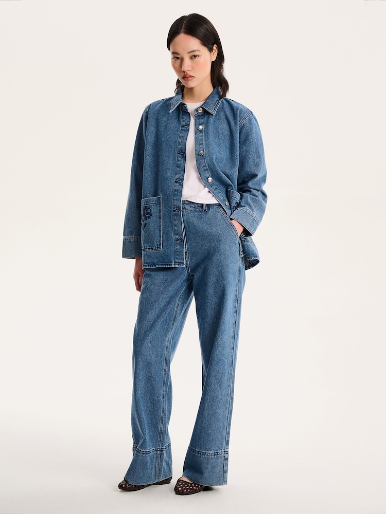 Omnes Blue Magnus 100% Cotton Floral Print Patch Pockets Jacket - Image 2 of 5 Omnes Blue Magnus 100% Cotton Floral Print Patch Pockets Jacket - Image 2 of 5