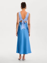 Blau - Omnes Maggy Colour Block Front Twist Back Bow Midi Dress - Bild 2 von 4