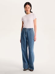 Omnes Blue Portland 100% Cotton Floral Embroidered Jeans in Light-Wash Denim - Image 1 of 2