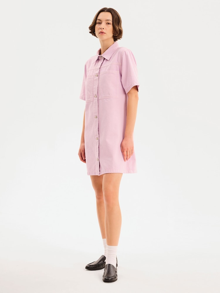Omnes Purple 100% Cotton Olivia Denim Collard Mini Dress - Image 2 of 6 Omnes Purple 100% Cotton Olivia Denim Collard Mini Dress - Image 2 of 6