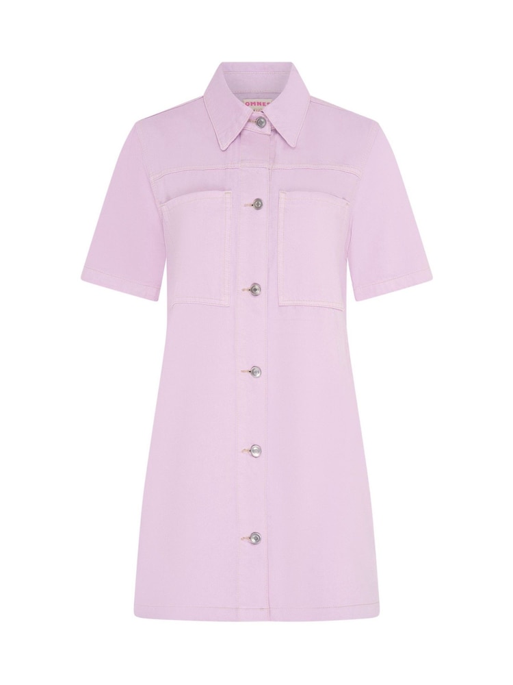 Omnes Purple 100% Cotton Olivia Denim Collard Mini Dress - Image 6 of 6 Omnes Purple 100% Cotton Olivia Denim Collard Mini Dress - Image 6 of 6