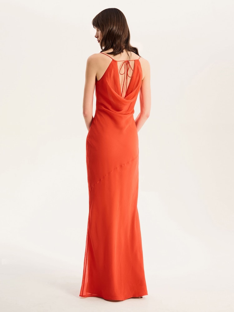 Omnes Orange Koko Strappy Chiffon Cowl Neck Maxi Dress - Image 2 of 4