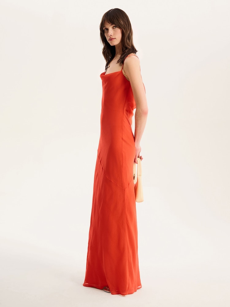 Omnes Orange Koko Strappy Chiffon Cowl Neck Maxi Dress - Image 4 of 4