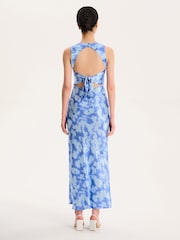 Omnes Blue Nova Tie Back Midi Floral V-Neck Dress - Image 3 of 5