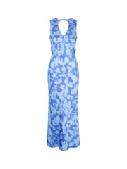 Omnes Blue Nova Tie Back Midi Floral V-Neck Dress - Image 5 of 5