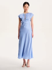 Omnes Blue Lovette Keyhole Neckline Midi Dress - Image 1 of 3