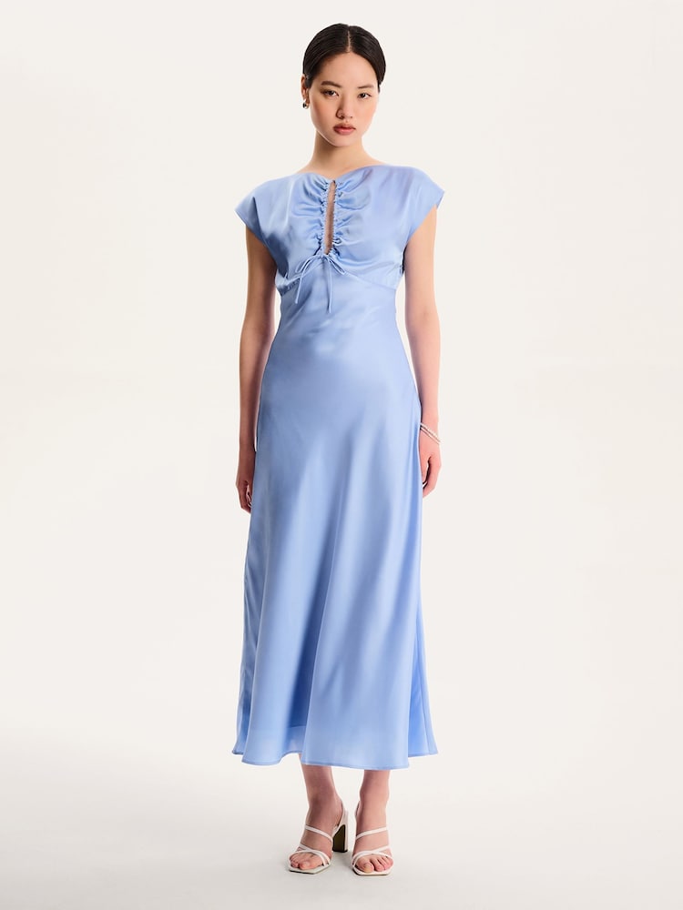 Omnes Blue Lovette Keyhole Neckline Midi Dress - Image 1 of 3